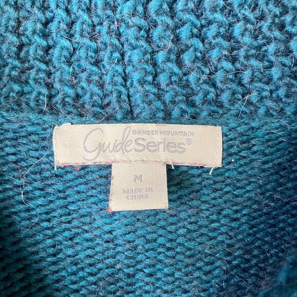 Gander Mountain Guide Series Teal Shawl Collar Alpaca Wool Blend Sweater Size M - Picture 6 of 12